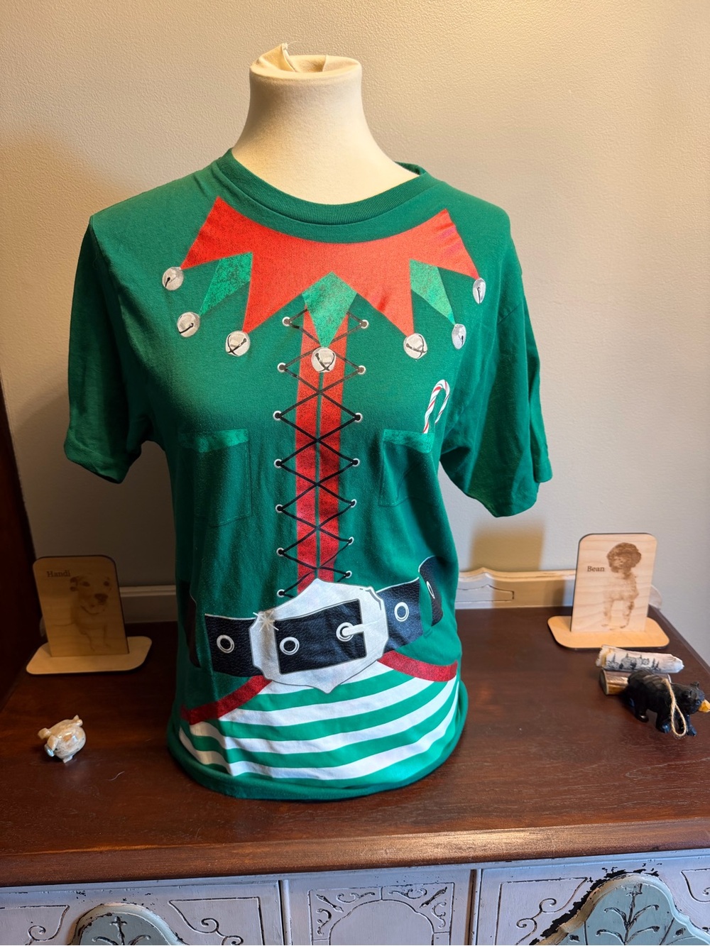 Holiday Time Green and Red Elf Costume Tee